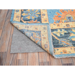 8'4"x10'5" Bonnie Blue With Wide Borders, Hand Knotted, All Natural Wool, Vegetable Dyes, Vibrant Colors, Afghan Supple Collection, Durable Oushak Oriental Rug FWR519024