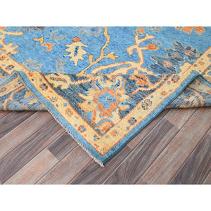 8'4"x10'5" Bonnie Blue With Wide Borders, Hand Knotted, All Natural Wool, Vegetable Dyes, Vibrant Colors, Afghan Supple Collection, Durable Oushak Oriental Rug FWR519024