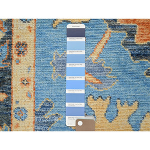 8'4"x10'5" Bonnie Blue With Wide Borders, Hand Knotted, All Natural Wool, Vegetable Dyes, Vibrant Colors, Afghan Supple Collection, Durable Oushak Oriental Rug FWR519024