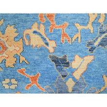 Load image into Gallery viewer, 8&#39;4&quot;x10&#39;5&quot; Bonnie Blue With Wide Borders, Hand Knotted, All Natural Wool, Vegetable Dyes, Vibrant Colors, Afghan Supple Collection, Durable Oushak Oriental Rug FWR519024