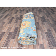 Load image into Gallery viewer, 8&#39;4&quot;x10&#39;5&quot; Bonnie Blue With Wide Borders, Hand Knotted, All Natural Wool, Vegetable Dyes, Vibrant Colors, Afghan Supple Collection, Durable Oushak Oriental Rug FWR519024