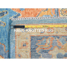 Load image into Gallery viewer, 8&#39;4&quot;x10&#39;5&quot; Bonnie Blue With Wide Borders, Hand Knotted, All Natural Wool, Vegetable Dyes, Vibrant Colors, Afghan Supple Collection, Durable Oushak Oriental Rug FWR519024
