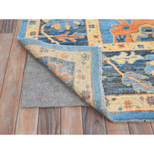 Load image into Gallery viewer, 9&#39;4&quot;x12&#39;4&quot; Norse Blue, Afghan Supple Collection, Vegetable Dyes, Repetitive Flower And Leaf Pattern On Borders, Pure Wool, Densely Woven, Oushak Inspired Design, Hand Knotted Oriental Rug FWR519036