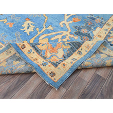 Load image into Gallery viewer, 9&#39;4&quot;x12&#39;4&quot; Norse Blue, Afghan Supple Collection, Vegetable Dyes, Repetitive Flower And Leaf Pattern On Borders, Pure Wool, Densely Woven, Oushak Inspired Design, Hand Knotted Oriental Rug FWR519036