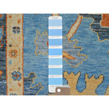 Load image into Gallery viewer, 9&#39;4&quot;x12&#39;4&quot; Norse Blue, Afghan Supple Collection, Vegetable Dyes, Repetitive Flower And Leaf Pattern On Borders, Pure Wool, Densely Woven, Oushak Inspired Design, Hand Knotted Oriental Rug FWR519036