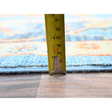 Load image into Gallery viewer, 9&#39;4&quot;x12&#39;4&quot; Norse Blue, Afghan Supple Collection, Vegetable Dyes, Repetitive Flower And Leaf Pattern On Borders, Pure Wool, Densely Woven, Oushak Inspired Design, Hand Knotted Oriental Rug FWR519036