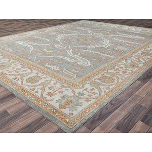10'1"x13'8" Gainsboro Gray, Extra Soft Wool With Flowing And Open Design, Natural Dyes, Hand Knotted, Denser Weave, Supple Collection Oushak Oriental Rug FWR519042