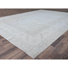 Load image into Gallery viewer, 10&#39;x13&#39;7&quot; Promenade White, Hand Knotted, Geometric Pattern, Soft To The Touch, Luxurious Wool, White Wash Peshawar, Chobi Oriental Rug FWR519066
