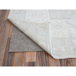 10'x13'7" Promenade White, Hand Knotted, Geometric Pattern, Soft To The Touch, Luxurious Wool, White Wash Peshawar, Chobi Oriental Rug FWR519066