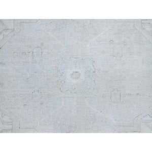 10'x13'7" Promenade White, Hand Knotted, Geometric Pattern, Soft To The Touch, Luxurious Wool, White Wash Peshawar, Chobi Oriental Rug FWR519066