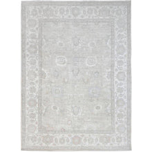 Load image into Gallery viewer, 9&#39;x11&#39;10&quot; Krypton Gray, White Wash Peshawar Chobi and Geometric Design, Natural Wool, Hand Knotted Soft to The Touch, Oriental Rug FWR519078