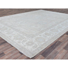Load image into Gallery viewer, 9&#39;x11&#39;10&quot; Krypton Gray, White Wash Peshawar Chobi and Geometric Design, Natural Wool, Hand Knotted Soft to The Touch, Oriental Rug FWR519078