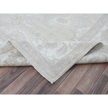 Load image into Gallery viewer, 9&#39;x11&#39;10&quot; Krypton Gray, White Wash Peshawar Chobi and Geometric Design, Natural Wool, Hand Knotted Soft to The Touch, Oriental Rug FWR519078