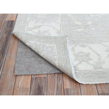 Load image into Gallery viewer, 9&#39;1&quot;x11&#39;5&quot; Silver Gray With Bistro White, Hand Knotted White Wash Peshawar Chobi With Floral Design, 100% Wool, Soft Pile, Oriental Rug FWR519084