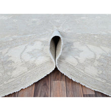 Load image into Gallery viewer, 9&#39;1&quot;x11&#39;5&quot; Silver Gray With Bistro White, Hand Knotted White Wash Peshawar Chobi With Floral Design, 100% Wool, Soft Pile, Oriental Rug FWR519084