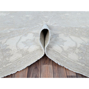 9'1"x11'5" Silver Gray With Bistro White, Hand Knotted White Wash Peshawar Chobi With Floral Design, 100% Wool, Soft Pile, Oriental Rug FWR519084