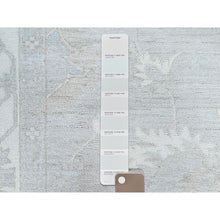Load image into Gallery viewer, 9&#39;1&quot;x11&#39;5&quot; Silver Gray With Bistro White, Hand Knotted White Wash Peshawar Chobi With Floral Design, 100% Wool, Soft Pile, Oriental Rug FWR519084