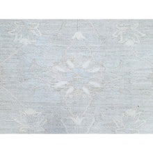 Load image into Gallery viewer, 9&#39;1&quot;x11&#39;5&quot; Silver Gray With Bistro White, Hand Knotted White Wash Peshawar Chobi With Floral Design, 100% Wool, Soft Pile, Oriental Rug FWR519084