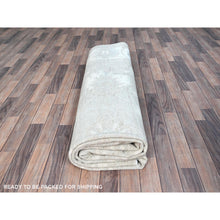 Load image into Gallery viewer, 9&#39;1&quot;x11&#39;5&quot; Silver Gray With Bistro White, Hand Knotted White Wash Peshawar Chobi With Floral Design, 100% Wool, Soft Pile, Oriental Rug FWR519084