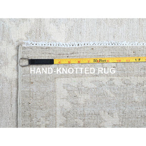 9'1"x11'5" Silver Gray With Bistro White, Hand Knotted White Wash Peshawar Chobi With Floral Design, 100% Wool, Soft Pile, Oriental Rug FWR519084
