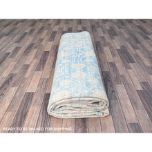 Load image into Gallery viewer, 10&#39;x13&#39;6&quot; Murmur Blue, White Wash Peshawar With All Over Khotan Repetitive Pomegranate Design, Pure Wool, Hand Knotted, Natural Dyes, Oriental Rug FWR519102