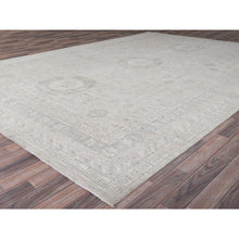 Load image into Gallery viewer, 9&#39;10&quot;x13&#39;10&quot; Dove White, White Wash Peshawar, Natural Dyes, Hand Knotted, Extra Soft Wool, Samarkand Inspired Design, Oriental Rug FWR519120