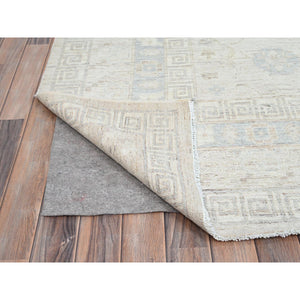 9'10"x13'10" Dove White, White Wash Peshawar, Natural Dyes, Hand Knotted, Extra Soft Wool, Samarkand Inspired Design, Oriental Rug FWR519120