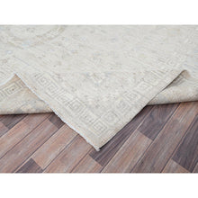 Load image into Gallery viewer, 9&#39;10&quot;x13&#39;10&quot; Dove White, White Wash Peshawar, Natural Dyes, Hand Knotted, Extra Soft Wool, Samarkand Inspired Design, Oriental Rug FWR519120