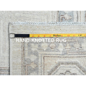 10'x13'6" Honeydew White, Khotan Design, White Wash Peshawar With Faded Colors, All Natural Wool, Hand Knotted, Natural Dyes, Oriental Rug FWR519126
