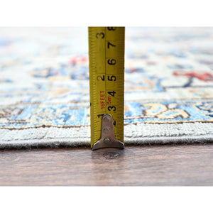 8'9"x11'9" Pigeon Gray With Swiss Coffee White, 100% Wool, Afghan Super Kazak with Large Geometric Medallions Pattern, Densely Woven Natural Dyes, Hand Knotted, Oriental Rug FWR519228