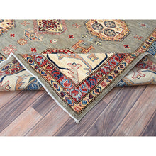 Load image into Gallery viewer, 8&#39;10&quot;x11&#39;9&quot; Wrought Iron Gray and Shoji White, Soft Pure Wool, Vegetable Dyes, Afghan Super Kazak with All Over Medallions, Hand Knotted, Oriental Rug FWR519240
