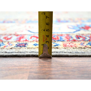 8'10"x11'9" Wrought Iron Gray and Shoji White, Soft Pure Wool, Vegetable Dyes, Afghan Super Kazak with All Over Medallions, Hand Knotted, Oriental Rug FWR519240
