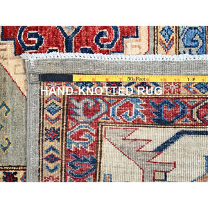8'10"x11'9" Wrought Iron Gray and Shoji White, Soft Pure Wool, Vegetable Dyes, Afghan Super Kazak with All Over Medallions, Hand Knotted, Oriental Rug FWR519240