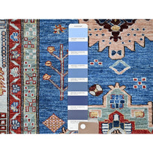 Load image into Gallery viewer, 8&#39;2&quot;x10&#39;1&quot; Cerulean Blue, Densely Woven Extra Soft Wool, Hand Knotted Afghan Super Kazak With Geometric Medallions, Natural Dyes, Oriental Rug FWR519294