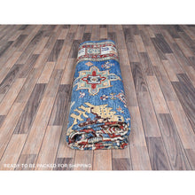 Load image into Gallery viewer, 8&#39;2&quot;x10&#39;1&quot; Cerulean Blue, Densely Woven Extra Soft Wool, Hand Knotted Afghan Super Kazak With Geometric Medallions, Natural Dyes, Oriental Rug FWR519294