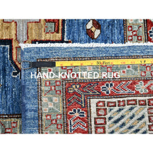 Load image into Gallery viewer, 8&#39;2&quot;x10&#39;1&quot; Cerulean Blue, Densely Woven Extra Soft Wool, Hand Knotted Afghan Super Kazak With Geometric Medallions, Natural Dyes, Oriental Rug FWR519294