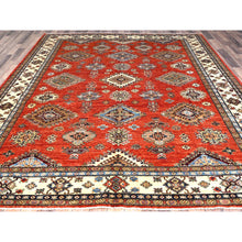 Load image into Gallery viewer, 8&#39;2&quot;x10&#39; Real Red, Densely Woven 100% Wool, Hand Knotted Afghan Super Kazak With Tribal Medallions, Vegetable Dyes, Oriental Rug FWR519306