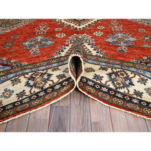 Load image into Gallery viewer, 8&#39;2&quot;x10&#39; Real Red, Densely Woven 100% Wool, Hand Knotted Afghan Super Kazak With Tribal Medallions, Vegetable Dyes, Oriental Rug FWR519306