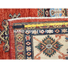 Load image into Gallery viewer, 8&#39;2&quot;x10&#39; Real Red, Densely Woven 100% Wool, Hand Knotted Afghan Super Kazak With Tribal Medallions, Vegetable Dyes, Oriental Rug FWR519306