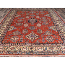 Load image into Gallery viewer, 8&#39;1&quot;x10&#39; Gypsy Red And Pointing White, Denser Weave, Vegetable Dyes, Pure Wool, Afghan Super Kazak With Geometric Elements, Hand Knotted, Oriental Rug FWR519312