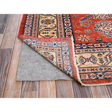 Load image into Gallery viewer, 8&#39;1&quot;x10&#39; Gypsy Red And Pointing White, Denser Weave, Vegetable Dyes, Pure Wool, Afghan Super Kazak With Geometric Elements, Hand Knotted, Oriental Rug FWR519312