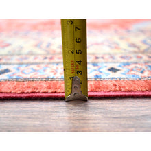 Load image into Gallery viewer, 8&#39;1&quot;x10&#39; Gypsy Red And Pointing White, Denser Weave, Vegetable Dyes, Pure Wool, Afghan Super Kazak With Geometric Elements, Hand Knotted, Oriental Rug FWR519312