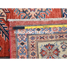 Load image into Gallery viewer, 8&#39;1&quot;x10&#39; Gypsy Red And Pointing White, Denser Weave, Vegetable Dyes, Pure Wool, Afghan Super Kazak With Geometric Elements, Hand Knotted, Oriental Rug FWR519312