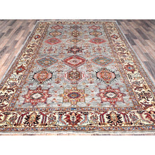 Load image into Gallery viewer, 6&#39;1&quot;x9&#39;6&quot; Metallic Gray, All Over Design, Vegetable Dyes, Soft Wool, Densely Woven, Afghan Hand Knotted Super Kazak Oriental Rug FWR519348