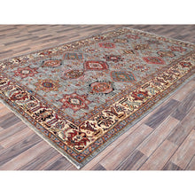 Load image into Gallery viewer, 6&#39;1&quot;x9&#39;6&quot; Metallic Gray, All Over Design, Vegetable Dyes, Soft Wool, Densely Woven, Afghan Hand Knotted Super Kazak Oriental Rug FWR519348