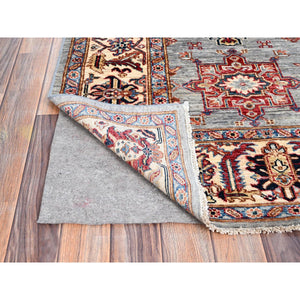 6'1"x9'6" Metallic Gray, All Over Design, Vegetable Dyes, Soft Wool, Densely Woven, Afghan Hand Knotted Super Kazak Oriental Rug FWR519348