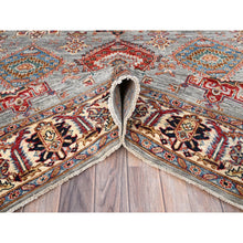 Load image into Gallery viewer, 6&#39;1&quot;x9&#39;6&quot; Metallic Gray, All Over Design, Vegetable Dyes, Soft Wool, Densely Woven, Afghan Hand Knotted Super Kazak Oriental Rug FWR519348