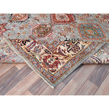 Load image into Gallery viewer, 6&#39;1&quot;x9&#39;6&quot; Metallic Gray, All Over Design, Vegetable Dyes, Soft Wool, Densely Woven, Afghan Hand Knotted Super Kazak Oriental Rug FWR519348