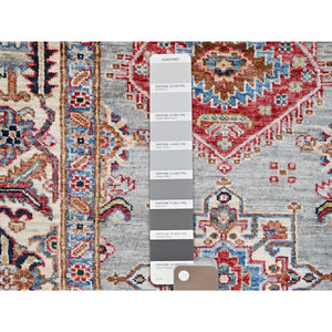 6'1"x9'6" Metallic Gray, All Over Design, Vegetable Dyes, Soft Wool, Densely Woven, Afghan Hand Knotted Super Kazak Oriental Rug FWR519348