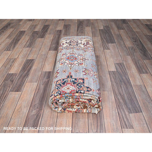 6'1"x9'6" Metallic Gray, All Over Design, Vegetable Dyes, Soft Wool, Densely Woven, Afghan Hand Knotted Super Kazak Oriental Rug FWR519348